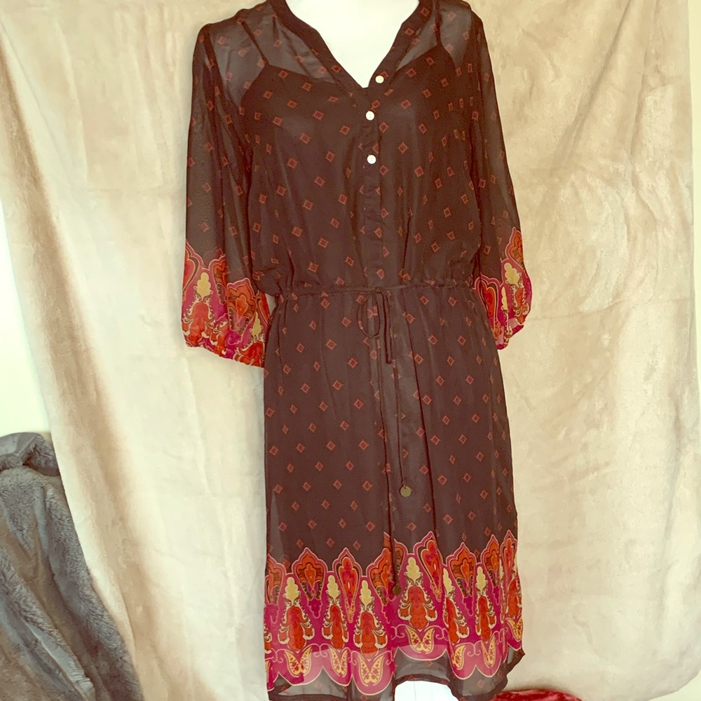 Long sleeve sheer bohemian dress